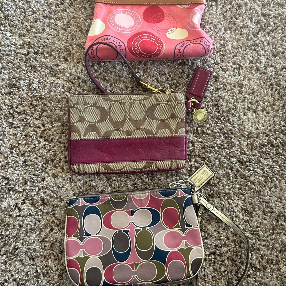 Lot 3 older used Coach mini wristlets
